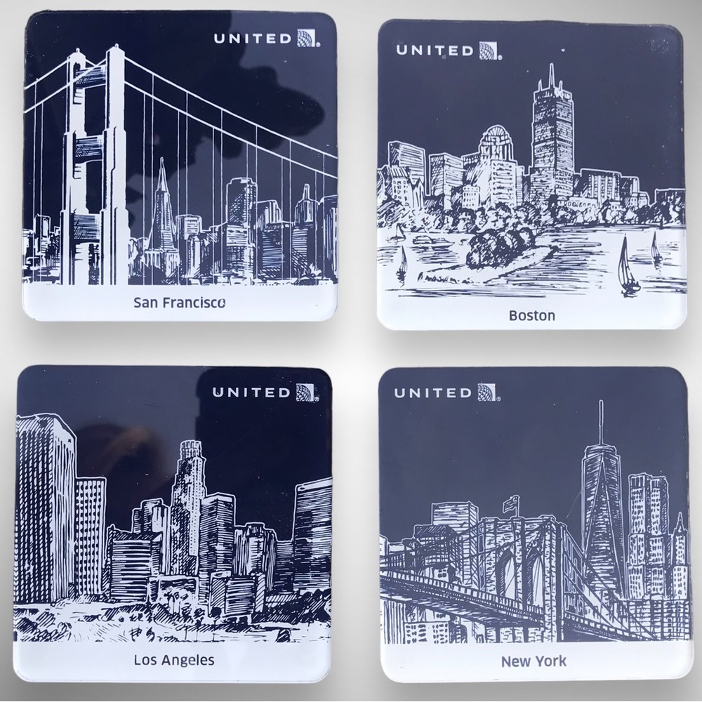 United Airlines Acrylic Coaster Set